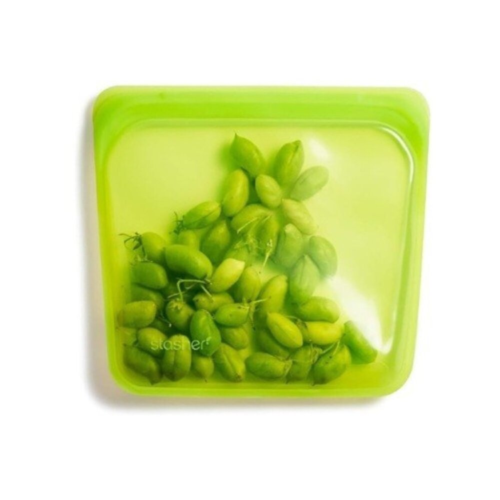 Stasher Silicone Reusable Food Storage Bag, Sandwich Size, 7-inch, Green